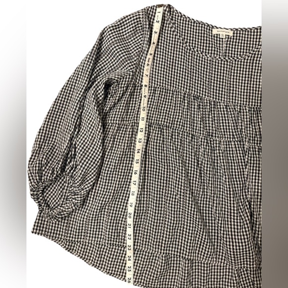 Max Studio Gingham Black and White Blouse Size Large – Tiered, Lightweight, Boho - Picture 5 of 14